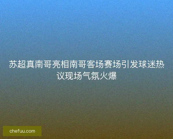 苏超真南哥亮相南哥客场赛场引发球迷热议现场气氛火爆